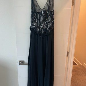 Gorgeious one of a kind Italian black formal gown with lace up back